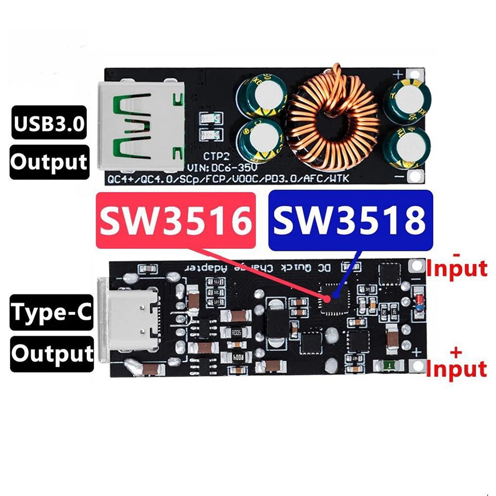 QC4.0 QC3.0 USB Type-C Адаптер быстрой зарядки для мобильного телефона 6-35В Понижающий модуль Плата для быстрой зарядки мобильного телефона