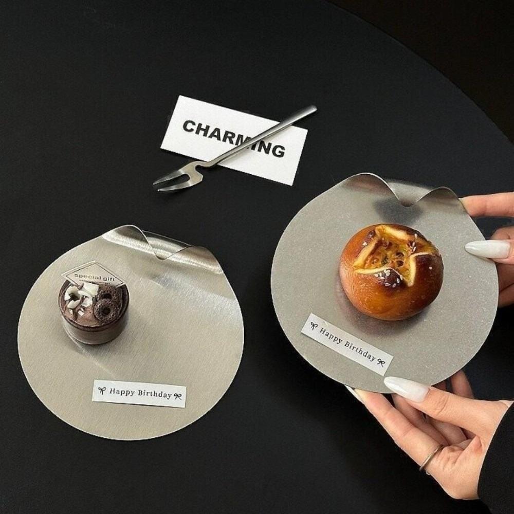 Stainless Steel Coffee Tray Roll Corner Food Display Plate Baking Dessert Tray Kitchen Tableware