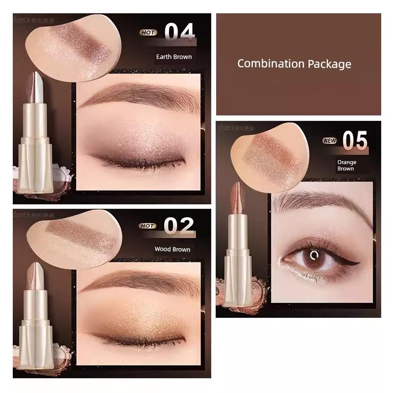 Li Jiaqi Recommend Bean Bag Two-Color Eye Shadow Stick Earth Color Waterproof Highlight Brightening Repair Eye Shadow Pen Beginner Female