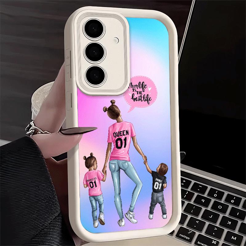 Phone Case for Samsung Galaxy A17 A16 A15 A14 A13 Girl Mom Baby Color Design A56 A36 A26 A55 A35 A25 A54 A34 A24 A53 A33 A23 A07