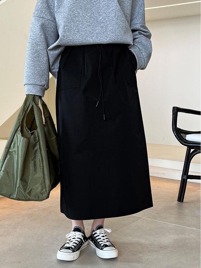 Юбка Luxi Retro 2025 с высокой талией и завязками - новый тонкий прямой дизайн