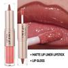 2 In1 Tapered Gradient Lipliner Pen Nude Brown Mirror Glass Lip Gloss Matte Lip Liner Water-resistant Lip Contour Non Stick Makeup