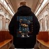 Мужская свободная толстовка с капюшоном и принтом аниме-медведя, с начесом, для осени и зимы
