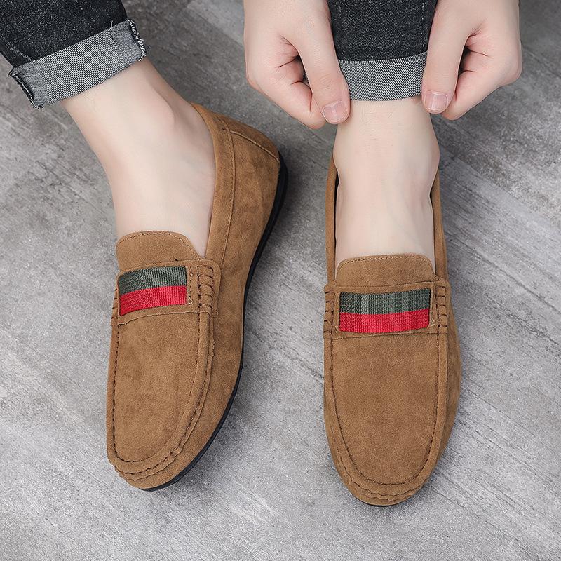 Four Seasons Frosted Anti-Velvet Leather One Pedal Soft Sole Suede Lazy British Style High-end Shoes Doudou Мужские повседневные туфли-перчатки