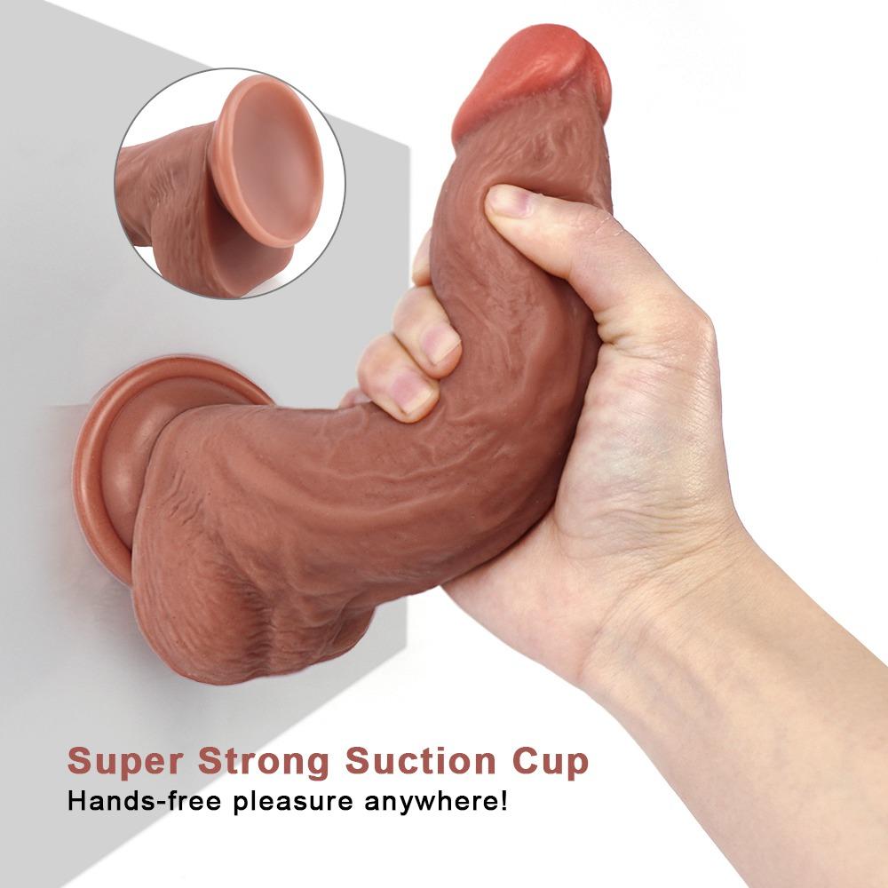 Секс игрушки большой реалистичный силиконовый Фаллоимитатор на присоске