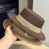 Autumn and Winter Woolen French Lady's White Flat Top Hat Female British Retro Hepburn Jazz Hat Fashion