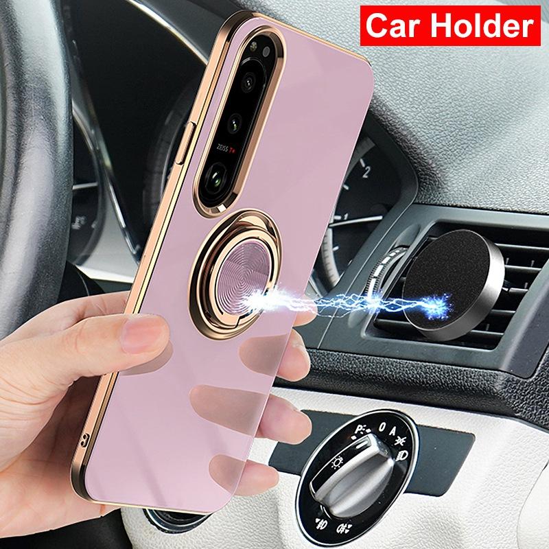 Роскошный силиконовый чехол-держатель с магнитным кольцом для Sony Xperia 1 5 10 III IV V ACE II противоударный гальванический чехол
