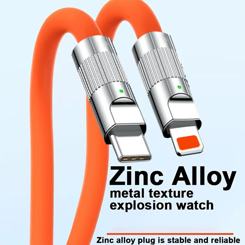 Цинковый сплав 2 в 1, жидкий силикон, 66 Вт, кабель для быстрой зарядки для Samsung OPPO, Xiaomi, зарядный кабель PD, 66 Вт, зарядный кабель для IPhone 14ro Max