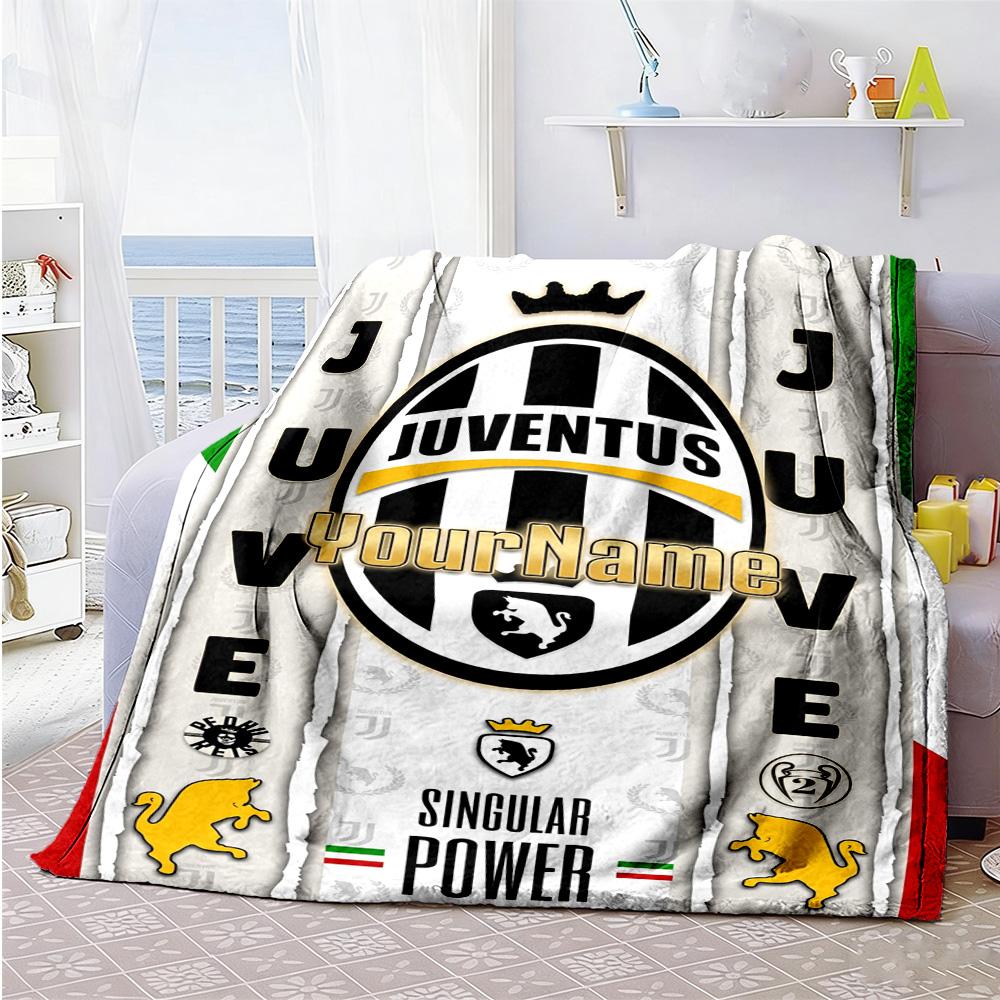 Juventus Customize Text Blanket Gift Customizable Blanket Warmthful Decor Versatile for Living Room Office Chair Bedding Sofa Ideal for All Seasons