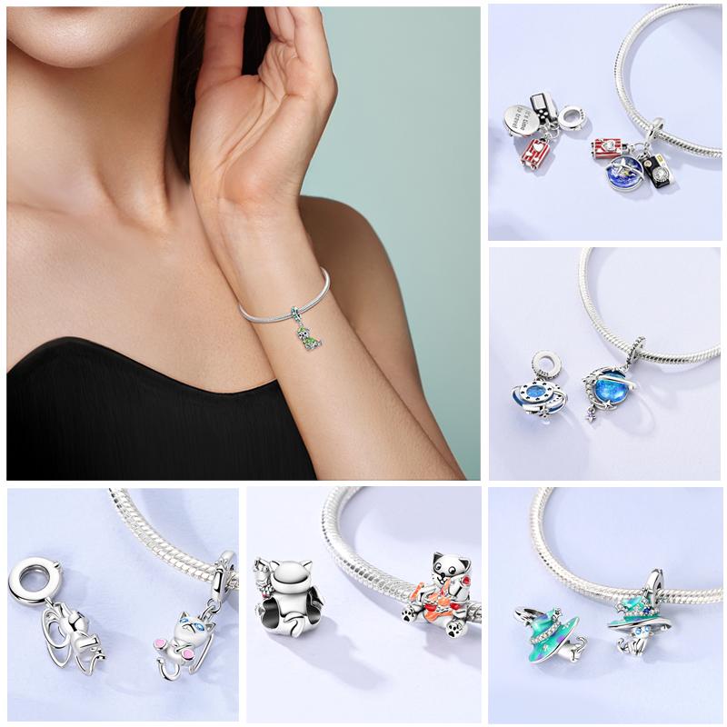 New Copper Charms Beads Trinket Butterflies Hat Pendants Fit Original Bracelet Necklace For Women Diy Jewelry Gift