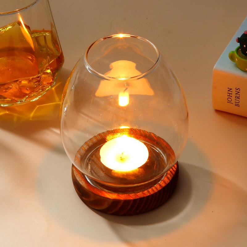 Винтажные подсвечники из грецкого ореха с стеклянным колпаком, европейские подсвечники для декора свадебной вечеринки, подставка для свечей