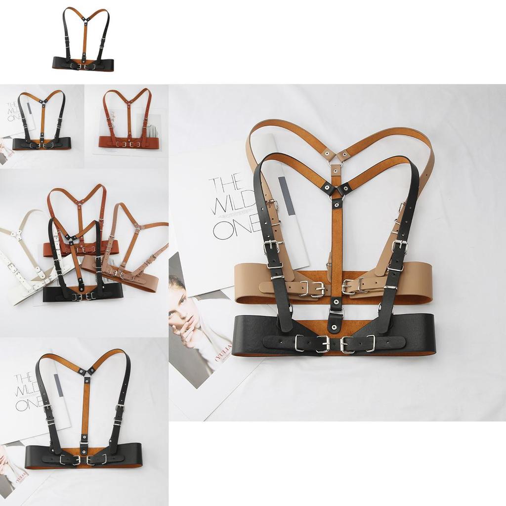 Functional Punk Leather Waist Belt With Buckle Closure Suitable For Dresses And Jk Shirts