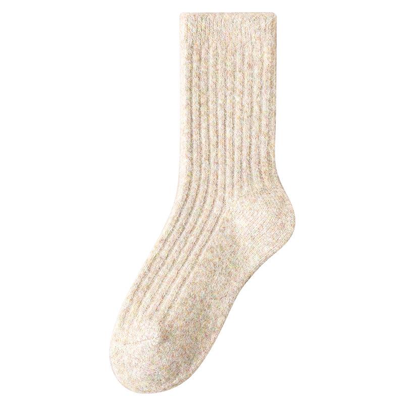 Women's Wool Cashmere Mid-Calf Socks, Thickened & Warm for Autumn/Winter, Non-Bulky, Ideal for Postpartum Care.