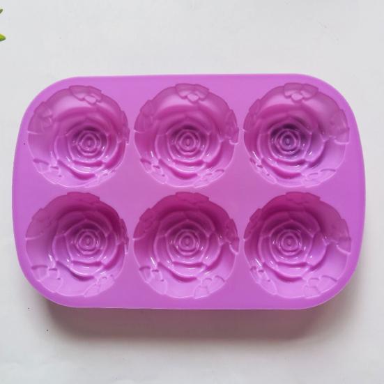 Форма для торта гибкая антипригарная в форме цветка розы силиконовая форма 6 сеток шоколад