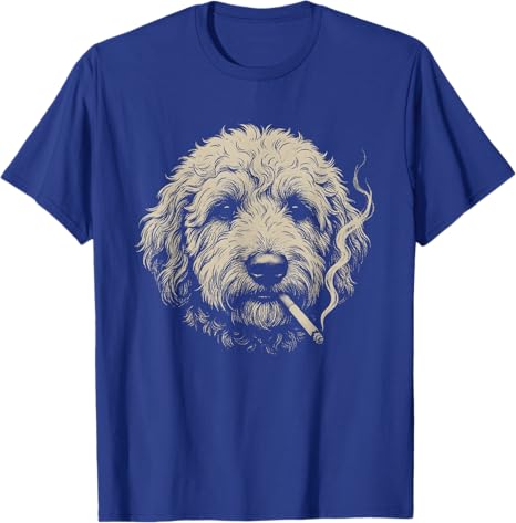 Dog Smoking Cigarette Funny Goldendoodle Meme Tshirt Y2k Cigarette Golden Doodle Dog Graphic Apparel Novelty Gift Saying Tee