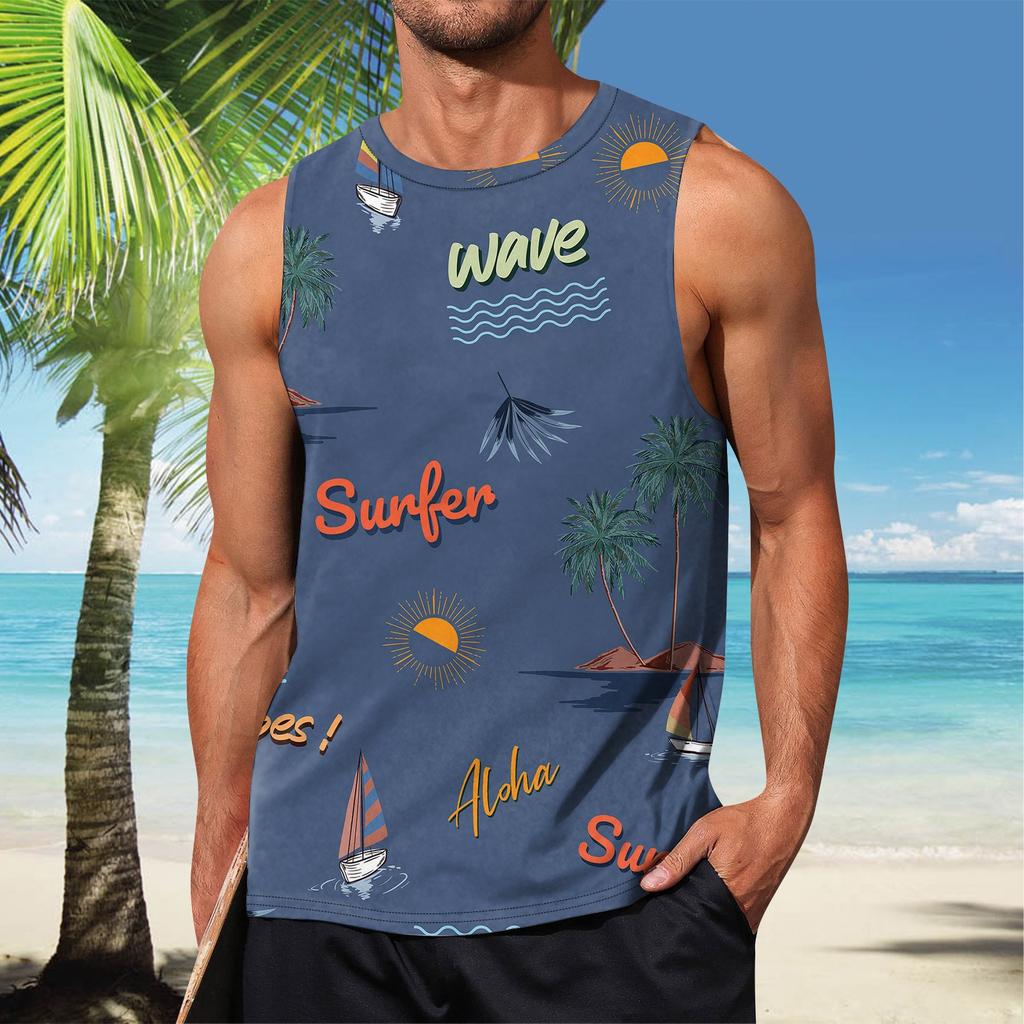 Летний мужской однотонный поглощающий пот дышащий жилет без рукавов с принтом и расширяющимся плечом