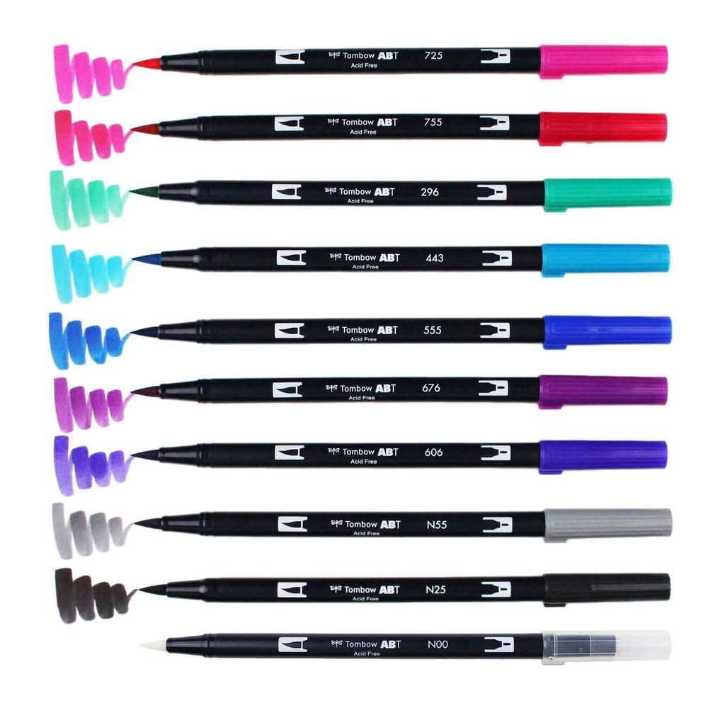 Набор двусторонних маркеров Tombow Dual Brush Pen ABT, 10 цветов (Galaxy AB-T10CGA)