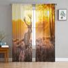 Тюлевые шторы с силуэтом оленя и сосны для гостиной, прозрачные шторы для спальни, кухни, оконные занавески