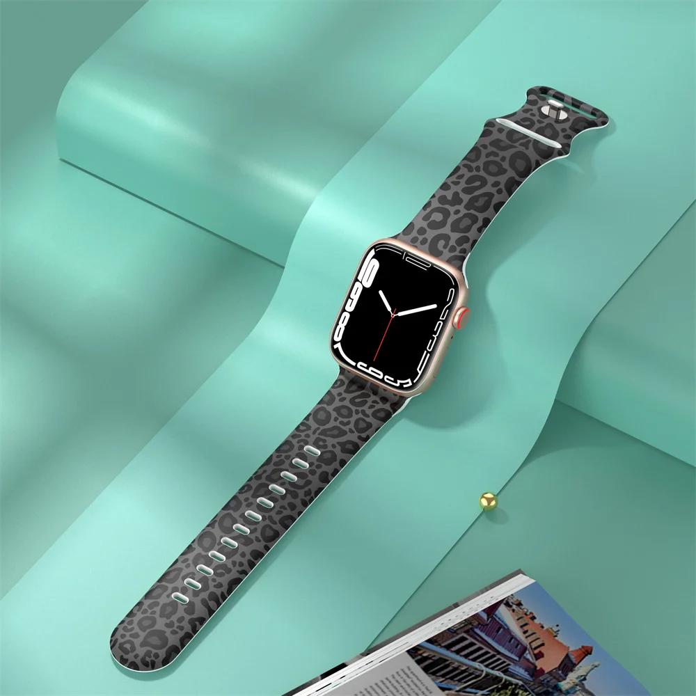Для рождественских ремешков для Apple Watch ремешок 44 мм Ultra 2 49 мм 40 мм женский силиконовый браслет с принтом iWatch Series 9 8 7 6 5 SE 41/45 мм