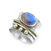 Sterling Silver Brass Ring Oval Cut Spinner Stone Ring Natural Moonstone Gemstone 6.5 Gms