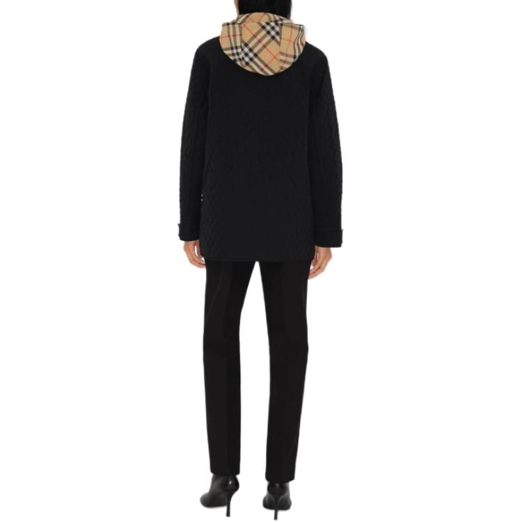 Burberry Проверьте капюшон Стеганая куртка 80938761