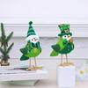 Кукла-гном, украшение ко Дню Святого Патрика, плюшевая фигурка птицы с блестящими крыльями, зеленый свитер, вышитая шапка с четырехлистным клевером, мягкие шерстяные ножки. Праздничный аксессуар.
