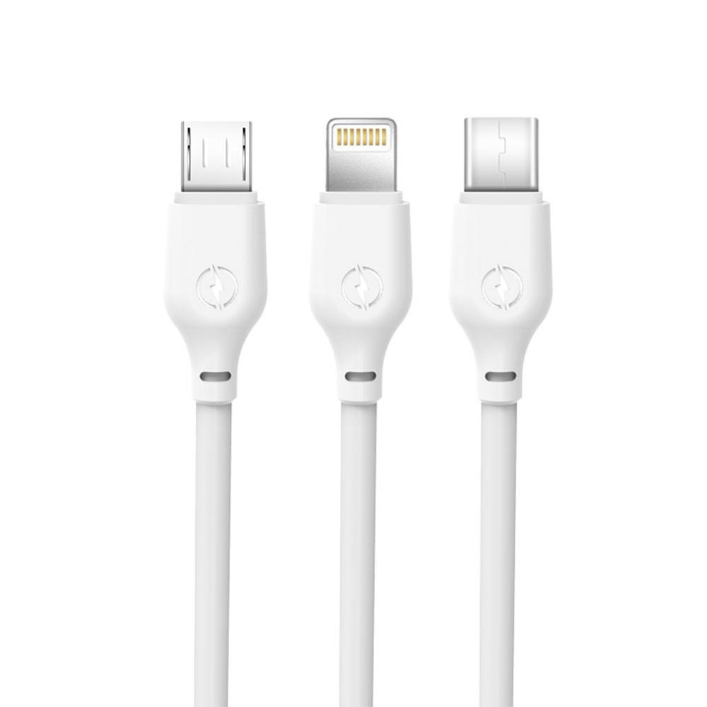 XO NB103 3in1 USB Cable - Lightning + USB-C + microUSB 1.0 m 2.1A White