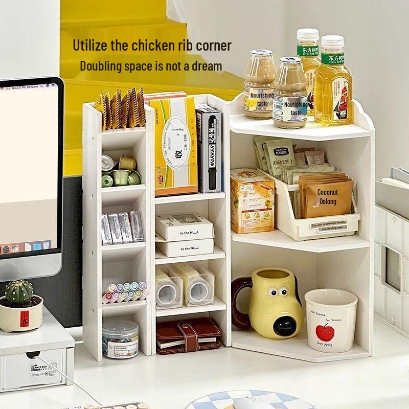 Student Dormitory Corner Desk with Bookshelf and Storage