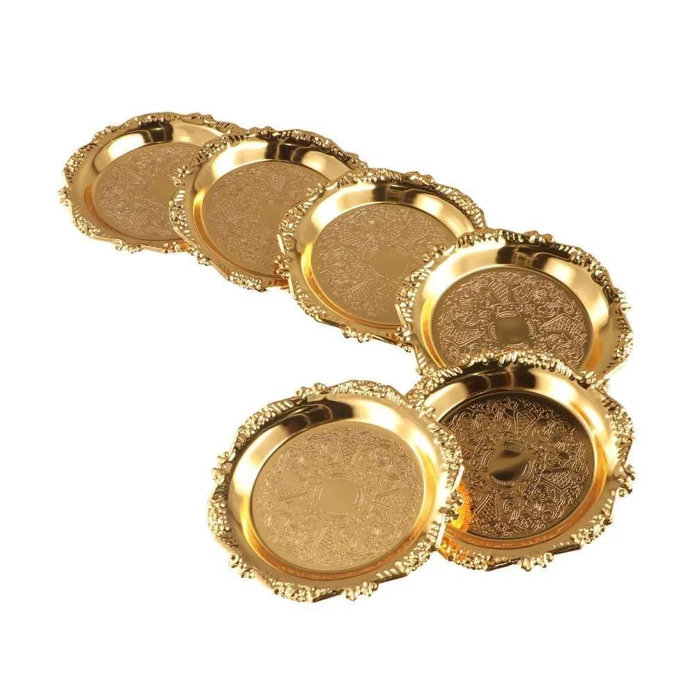 7 шт./комплект Мини-тарелки для торта Резные узорчатые подставки под чашки Сплавные десертные тарелки Подносы для закусок Фруктовые подносы Подставки под тарелки Набор подставок для посуды