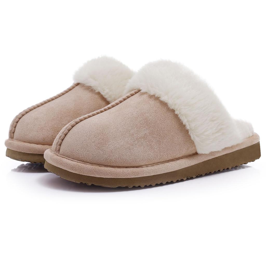 Fashion Shevalues Winter Plush Lining Women's Memory Foam Slippers Fuzzy Indoor Cotton Slides Anti-slip Furry Outdoor Women's Slippers
