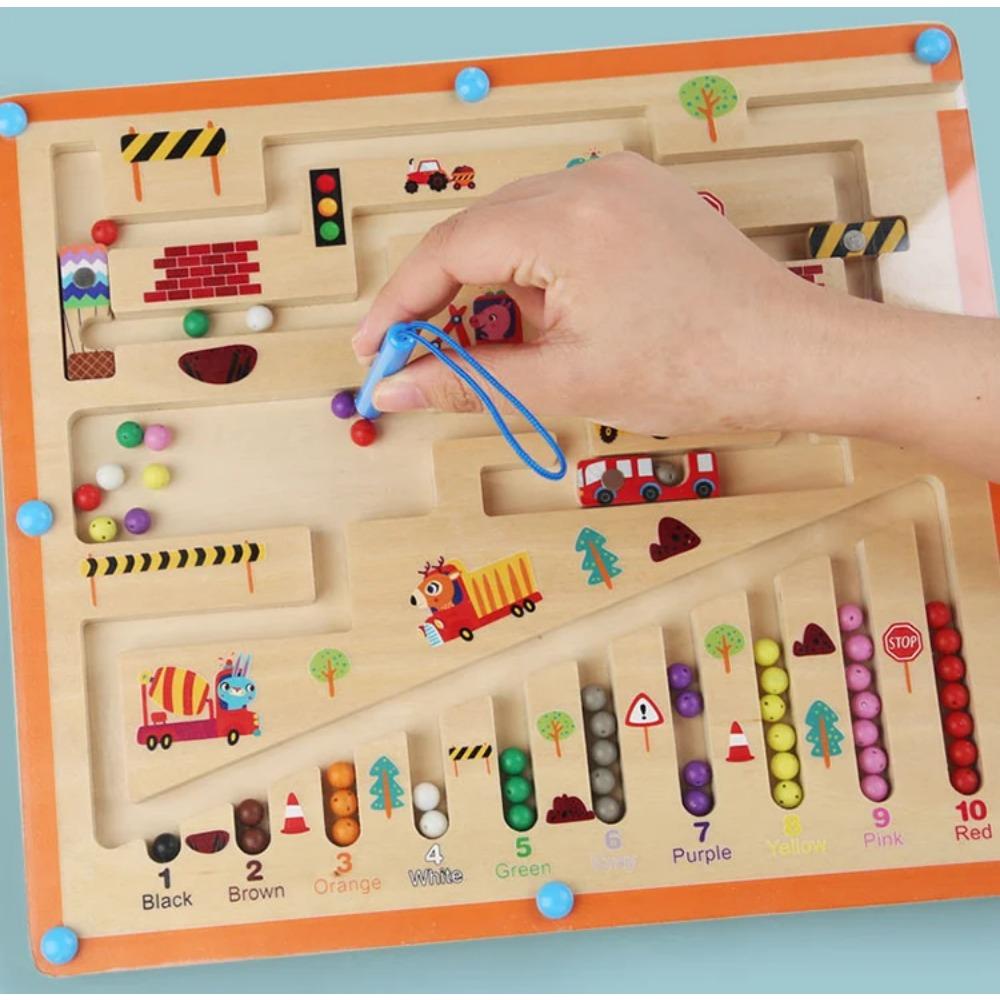 Детские деревянные магнитные цветные и цифровые лабиринты, обучающие образовательные игрушки, одинаковые по цвету игрушки Монтессори, деревянные игрушки, подарок для детей