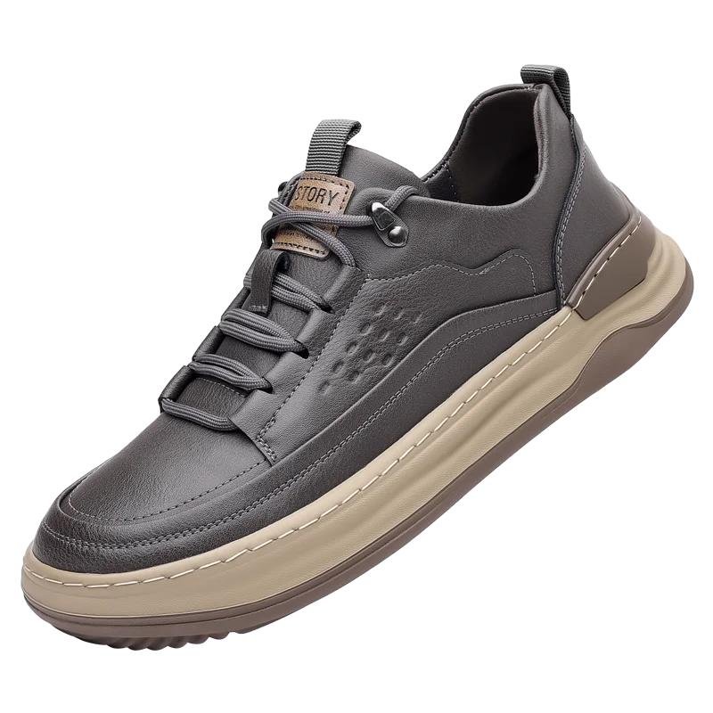 Высококачественные мужские новые дышащие кроссовки для активного отдыха на толстой подошве, модные повседневные кожаные туфли, модные нескользящие кроссовки для бега