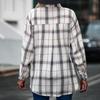 Модные женские повседневные топы в клетку с длинным рукавом и воротником-стойкой, пальто