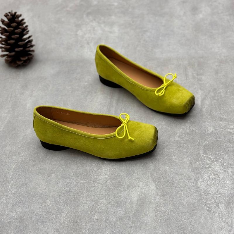 Кожаные балетки женские кожаные туфли Мэри Джейн на толстом каблуке с квадратной головкой