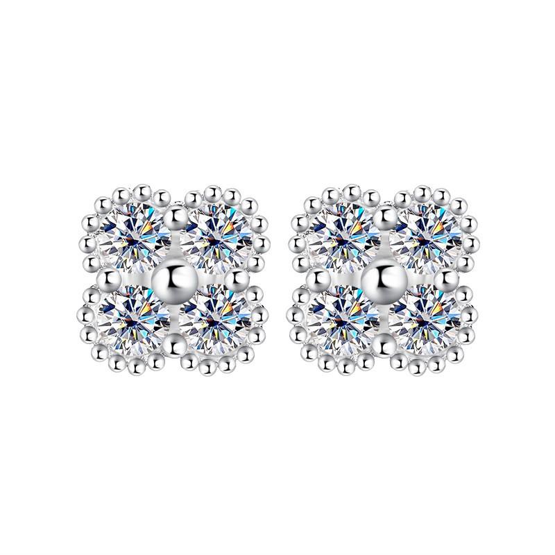 Moissanite Clover 3-Piece Jewelry Set Women Sterling Necklace Bracelet Earrings With GRA Certificate