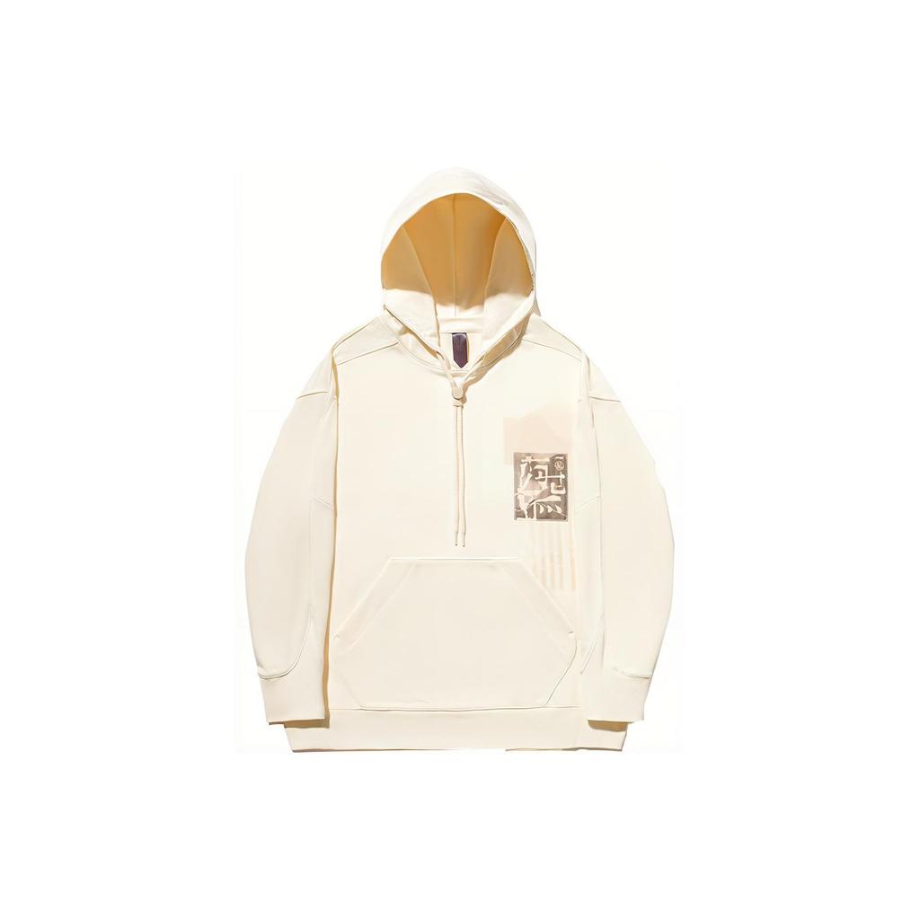 Li Ning X Jackie Chan Collaboration Loose Fit Printed Hoodie Unisex Hoodies Paper-White AWDT669-2