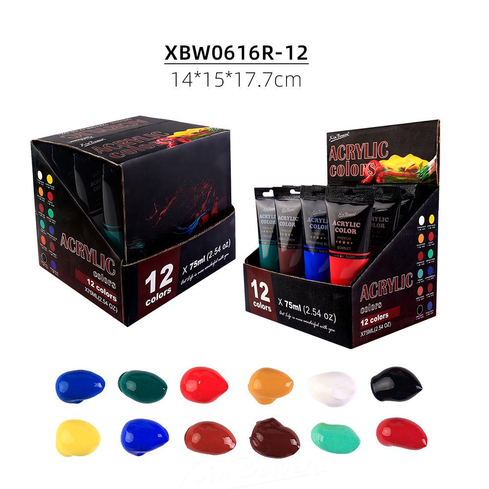 75ml Acrylic Paint Set for Students - Waterproof DIY Hand & Textile Painting Supplies