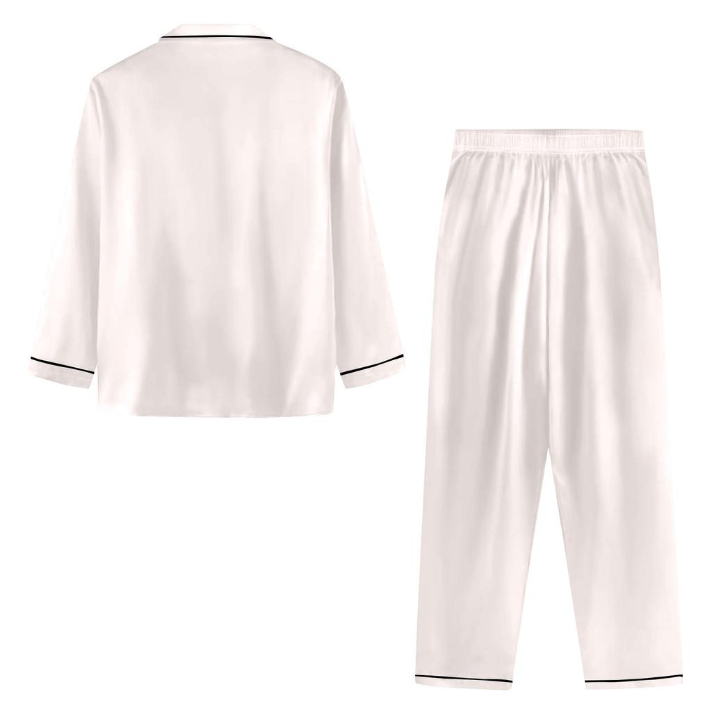 Женский повседневный кардиган с длинным рукавом, пижамный комплект, домашняя одежда из шелка, комплект из двух предметов