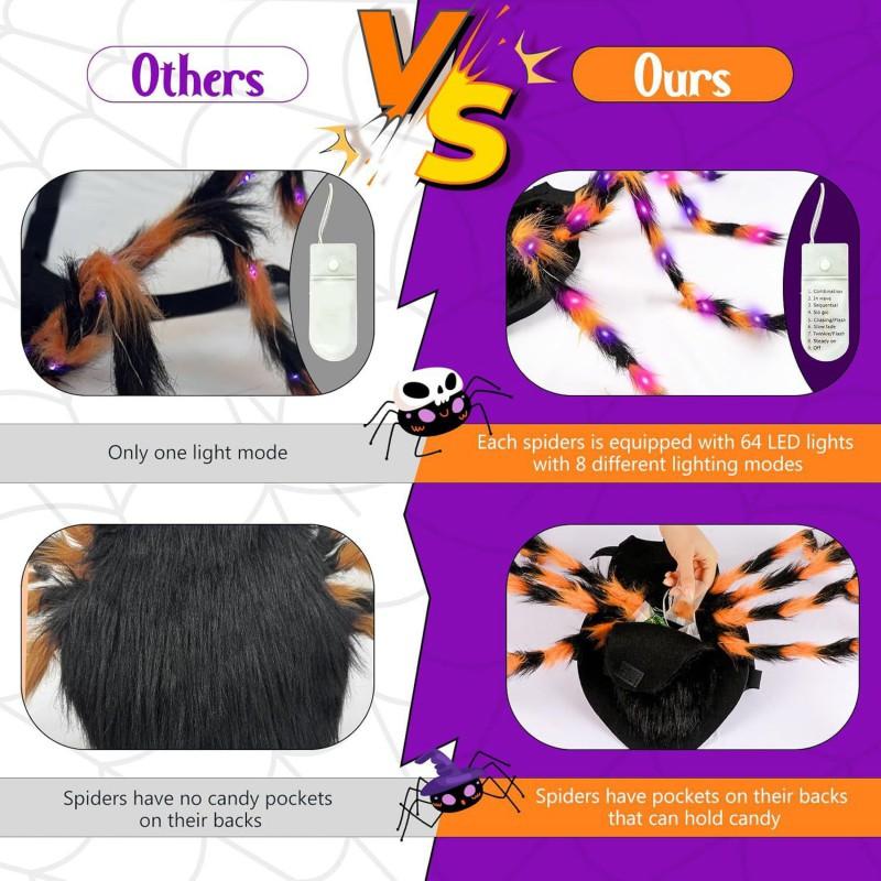 Glowing Spider Pet Costume Harness Halloween Cosplay Dog Cat Dress Up Accessory