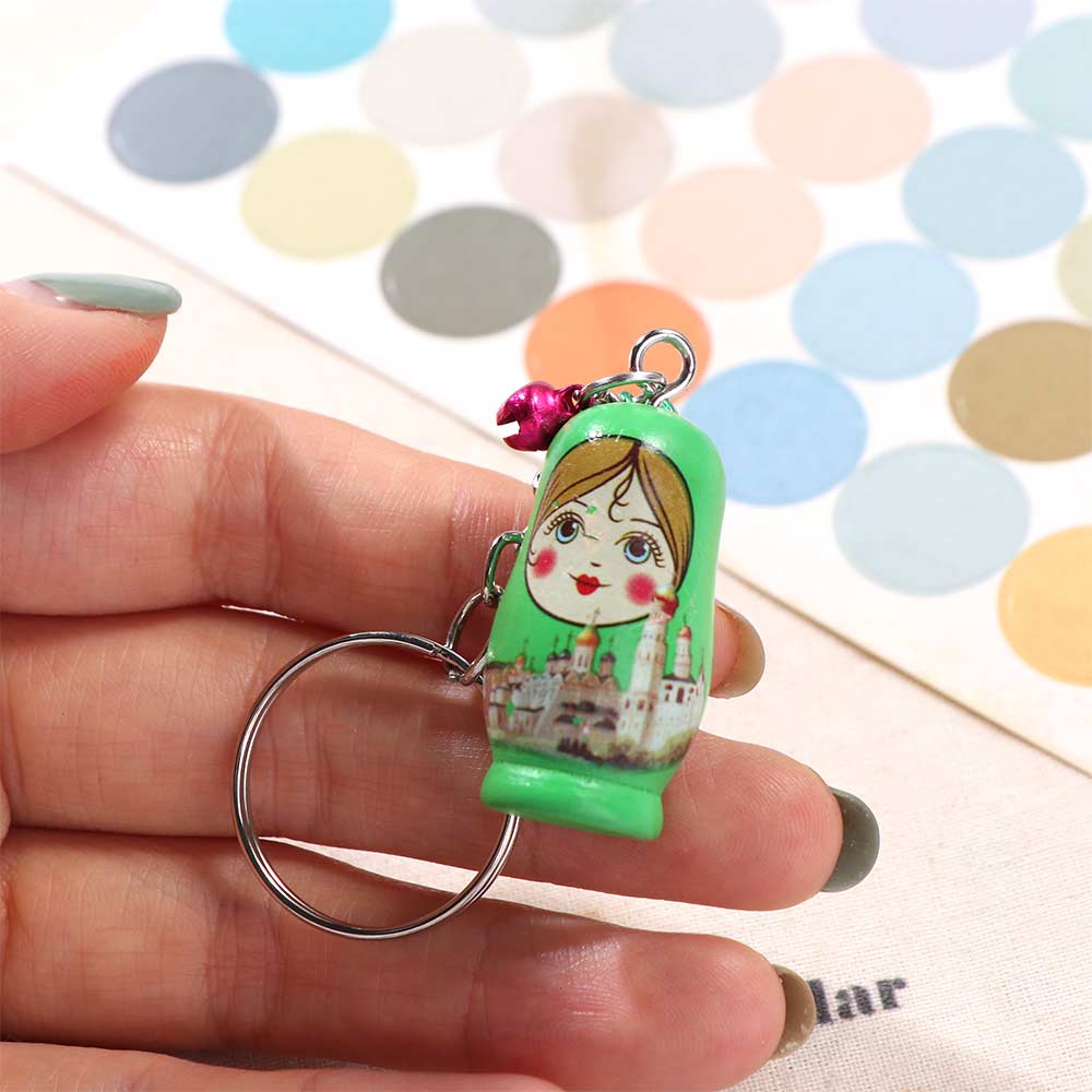 Key Rings Wooden Stacking Dolls Pendant Babushka Matryoshka Figurines Key Ring Gift