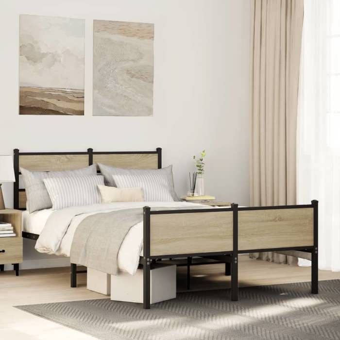 VidaXL Cadre de lit sans matelas chêne sonoma 120x200 cm, lit double, meuble de chambre à coucher, lit d'invité, lit, cadre 4017288