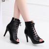 Newest High Top Latin Dance Shoes For Outdoor Women Street Salsa Tango Boots Open Toes Ballroom Women'S Heels