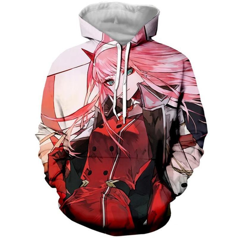 2024 весенне-осенние повседневные толстовки ZERO TWO Anime Darling in the FranXX толстовка с капюшоном с 3D принтом Harajuku модный пуловер