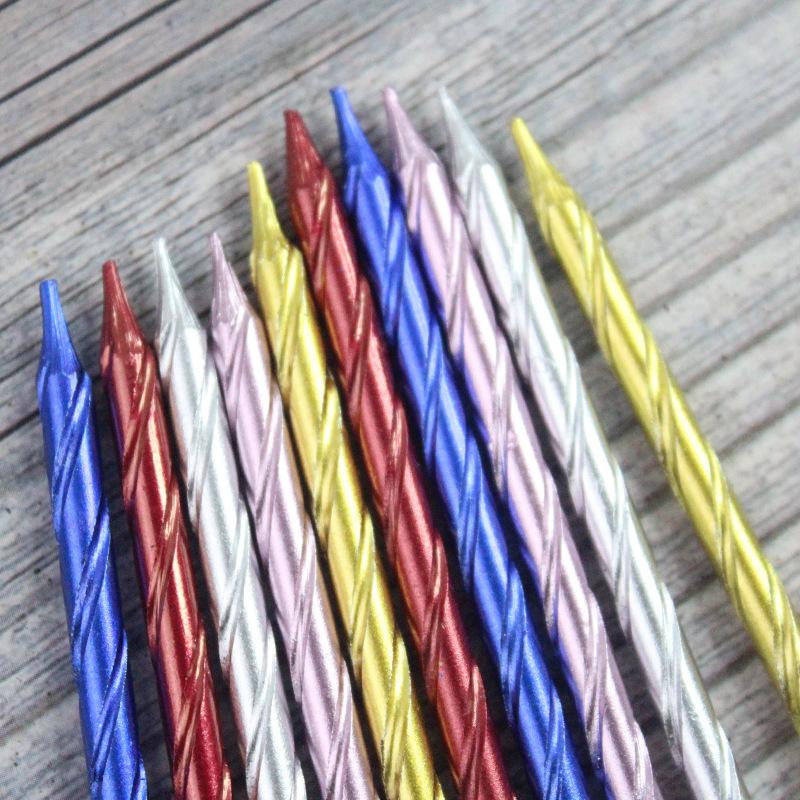 Новый стиль Набор из 10 позолоченных разноцветных свечей на присосках Креативная свадебная композиция Золотые и серебряные свечи для дня рождения