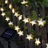 Twinkling LED Solar Pentagram String Lights for Outdoor Christmas Decoration