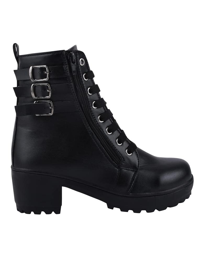 Shoetopia Женские короткие ботильоны на массивном каблуке с нескользящей подошвой, удобные модные ботильоны на щиколотку | Мягкая амортизирующая подошва | Для повседневной носки, вечеринок и зимы