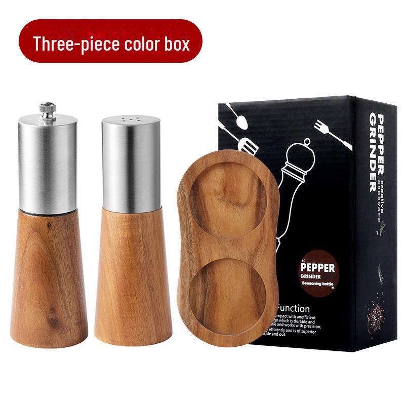 Набор из нержавеющей стали и дерева: перечница и солонка с керамическим сердечником
