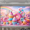 Colorful Donut Candy Dessert Photo Backdrop, for Halloween Party Indoor Outdoor Decor
