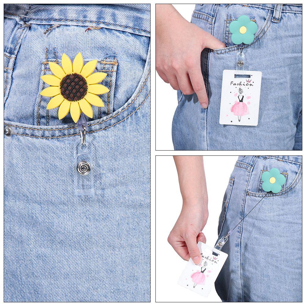 Clip Fruit Accessories Flower Cartoon Silicone Badge Reel ID Badge Card Clips Colorful Badge Holder