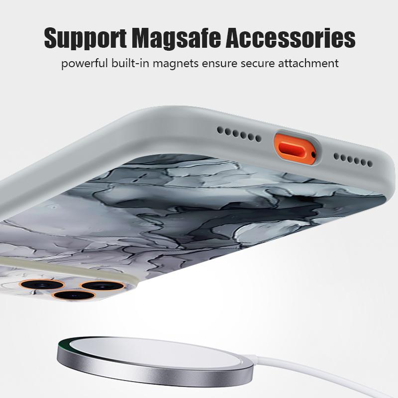 Чехол Для iPhone 17 Pro Max Розовый Мраморный Рисунок Магнитный Для Magsafe Гибридный Тонкий Матовый Чехол Для iPhone 16 15 14 13 Pro Max